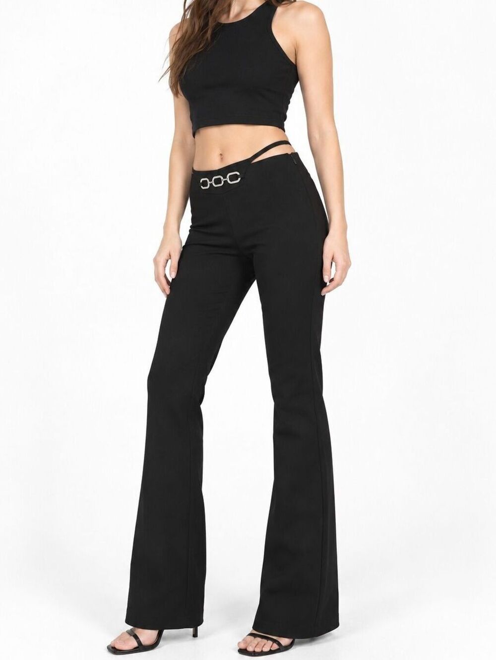 I.AM.GIA Sares Black Cutout Flare Pants Silver Hardware  Y2K- L